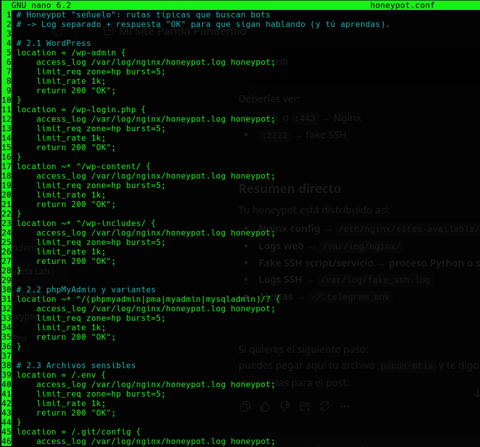 Configuración del honeypot